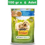 Friskies Junior Tavuklu Pouch 6x100 gr Yavru Köpek Konservesi