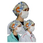 FRM Doktor Hemşire Aşçı Bonesi, Cerrahi Bone %100 Pamuk, Maske Için Düğme Ve Terbantlı A Model Ayıcık