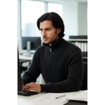 FRM Erkek Casual Giyim Için Ideal Regular Fit Düz Desen Fermuarlı Balıkçı Yaka Kalın Triko Kazak - Antrasit - XL
