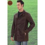 FRM Erkek Klasik Yaka Düğmeli Derimont Şık ve Erkek Kışlık Mont - Kahverengi - XL