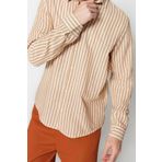 Frm Erkek Moda Uzun Kol Dokuma Limited Edition Lacivert Regular Fit Çizgili Dokulu Gömlek, Taş, S
