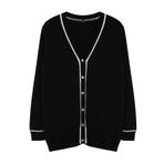 Frm Kadın Büyük Beden Moda Şık Regular V Yaka Uzun Kol Düz Premium Yumuşak Kumaş Triko Hırka, Siyah, Xl