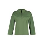 Frm Kadın Büyük Beden Oversize Polo Yaka Düşük Kol Regular Fermuarlı Yüksek Yakalı İnce Örme Sweatshirt, Haki, 2Xl