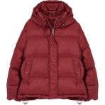 Frm Kadın Moda Oversize Kapüşonlu Yaka Standart Düz Astarlı Kapüşonlu Kaz Tüylü Su İticili Şişme Mont, Bordo, 2Xs