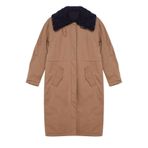 Frm Kadın Moda Regular Gömlek Yaka Uzun Düz Astarlı Peluş Yaka İçi Kapitone Astarlı Kışlık Parka Mont, Haki, Xs