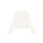 Frm Kadın Moda Regular Polo Yaka Regular Oversize Geniş Kalıp Buklet Mont Görünümlü Triko Hırka, Kemik, L