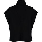 FRM Kadın Moda Şık Dik Yaka Standart Kol Regular Yandan Bağlama Detaylı Yaka Düğmeli Triko Süveter - Siyah