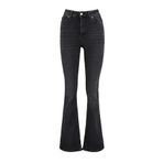 Frm Kadın Moda Şık Kot Pantolon Ispanyol Paça Uzun Boy Denim Lacivert Yüksek Bel Jeans, Siyah, 32