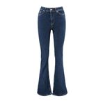 Frm Kadın Moda Şık Kot Pantolon İspanyol Paça Uzun Boy Denim Süper Yüksek Bel Jeans, Koyu Mavi, 32
