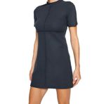 Frm Kadın Moda Şık Mini Boy Dik Yaka Regular A Kesim Çan Form Selanik Triko Görünümlü Örme Elbise, Antrasit, 2Xl