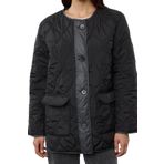 Frm Kadın Moda Şık Regular Bisiklet Yaka Midi Renkli Astarlı Pat Detaylı Kapitone Şişme Mont, Siyah, Xs