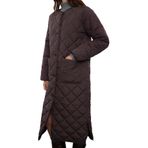Frm Kadın Moda Şık Regular Bisiklet Yaka Uzun Düz Astarlı Su İtici Kapitone Uzun Şişme Mont, Koyu Kahverengi, Xs