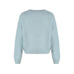 Frm Kadın Moda Şık Regular Bisiklet Yaka Uzun Kol Düz Geniş Kalıp Yumuşak Dokulu Basic Triko Kazak, Mint, M