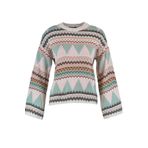 Frm Kadın Moda Şık Regular Bisiklet Yaka Uzun Kol Etnik Geniş Kalıp Triko Kazak, Mint, L
