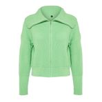 Frm Kadın Moda Şık Regular Devrik Yaka Oversize Lacivert Geniş Kalıp Devrik Yaka Fermuarlı Triko Hırka, Mint, L