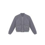 Frm Kadın Moda Şık Regular Hakim Yaka Standart Düz Astarlı Regular Örme Kaşe Bomber Ceket Mont, Gri, Xs