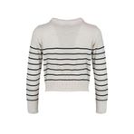 Frm Kadın Moda Şık Regular Polo Yaka Uzun Kol Çizgili Polo Yaka Triko Hırka, Bej, S