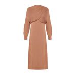 Frm Kadın Moda Şık Regular Uzun Boy Uzun Kollu Bolero Detaylı Triko Elbise Takım, Kahverengi, Xl