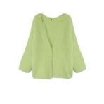 Frm Kadın Moda Şık Regular V Yaka Regular Tüylü Mont Görünümlü Triko Hırka, Mint, S