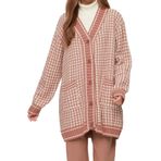 Frm Kadın Moda Şık Tesettür Regular V Yaka Relaxed Gül Kurusu V Yaka Triko Hırka, Pudra, Standart