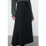 Frm Kadın Moda Stil Maxi Astarsız Dokuma Tesettür Piliseli Dokuma Etek, Siyah, 38