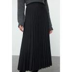 Frm Kadın Moda Stil Maxi Astarsız Dokuma Tesettür Piliseli Dokuma Etek, Siyah, 40