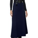 Frm Kadın Moda Stil Midi Astarsız Dokuma Tesettür Kemer Detaylı Örme Etek, Indigo, 36