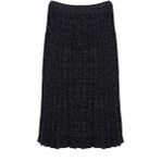 FRM Kadın Moda Stil Midi Astarsız Triko Midi Simli Pileli Triko Etek - Siyah