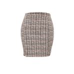 Frm Kadın Moda Stil Mini Astarsız Örme Fermuarlı Ve Yırtmaçlı Tüvit Normal Bel Mini Örme Etek, Kahverengi, Xl