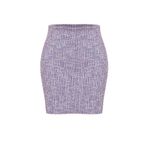 Frm Kadın Moda Stil Mini Astarsız Örme Fermuarlı Ve Yırtmaçlı Tüvit Normal Bel Mini Örme Etek, Mor, S