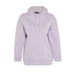 Frm Kadın Oversize Kapüşonlu Düşük Kol Uzun Kalın İçi Polarlı Sırt Baskılı Geniş Kalıp Örme Sweatshirt, Lila, L