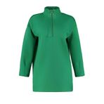 Frm Kadın Tesettür Moda Regular Dik Yaka Düşük Kol Regular Fermuar Detaylı Dalgıç Scuba Örme Sweatshirt, Yeşil, M