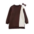 Frm Kadın Tesettür Moda Şık Oversize Bisiklet Yaka Standart Kol Uzun Sweatshirt, Kahverengi, Xs