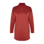 Frm Kadın Tesettür Moda Şık Regular Dik Yaka Standart Kol Regular Örme Sweatshirt Tunik, Kiremit, M