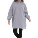 Frm Kadın Tesettür Moda Şık Regular Kapüşonlu Standart Kol Uzun Geniş Kalıp Cepli Scuba Örme Sweatshirt, Gri, M