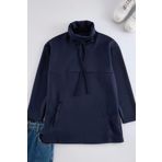Frm Kadın Tesettür Moda Şık Regular Yarım Balıkçı Yaka Düşük Kol Uzun Balıkçı Yaka Örme Scuba Sweatshirt, Lacivert, Xl