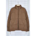 FRM Moda Şık Bol Dik Yaka Standart Düz Astarlı Oversize Fit Dik Yaka Şişme Kışlık Mont - Tarçın - XS