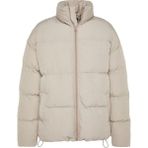FRM Moda Şık Bol Dik Yaka Standart Düz Astarlı Oversize Fit Dik Yaka Şişme Kışlık Mont - Taş - XL