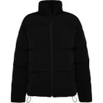 FRM Unisex Moda Şık Bol Dik Yaka Standart Düz Astarlı Oversize Fit Dik Yaka Şişme Kışlık Mont - Siyah - XL