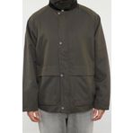 Frm Unisex Moda Şık Regular Ceket Yaka Standart Düz Astarlı Regular Fit Kadife Yaka Detaylı Mont, Haki, Xl