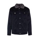 Frm Unisex Moda Şık Regular Gömlek Yaka Standart Düz Astarlı Regular Fit Kadife Kışlık Ceket Mont, Lacivert, S
