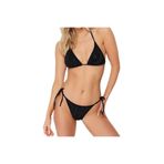 Frm Yeni Baskılı Destekli Üçgen Normal Bel Brief Siyah Üçgen Taşlı Regular Bikini Takımı, Siyah-001, 36