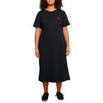 Frm Yeni Fit Casual Günlük Süprem Örme Bisiklet Yaka Kısa Kol T-Shirt Elbise Midi Boy Büyük Beden Elbise, Siyah, 6Xl