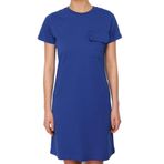 Frm Yeni Regular Business 20 1 Penye Süprem Örme Bisiklet Yaka Kısa Kol T-Shirt Elbise Maxi Boy Elbise, Saks, L