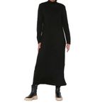Frm Yeni Regular Günlük Tek Plaka Triko Yarım Balıkçı Yaka Uzun Kol Shift Uzun Boy Tesettür Elbise, Siyah, Xl