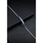 FRNCH 316L Çelik İtalyan Model Lacivert Zirkon Taşlı Gümüş Renk Erkek Bileklik FRJ12871-3871-L2A