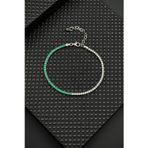 FRNCH 925 Ayar Gümüş 2MM Zirkon Taşlı Yeşil-Beyaz Renk Tennis Erkek Bileklik FRJ11979-2079-YA