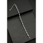 FRNCH 925 Ayar Gümüş 3 mm Lacivert-Beyaz Zirkon Taşlı Erkek Bileklik