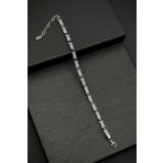 FRNCH 925 Ayar Gümüş 3MM Lacivert-Beyaz Zirkon Taşlı Erkek Bileklik FRJ12344-3344-LA
