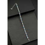 FRNCH 925 Ayar Gümüş 3MM Mavi-Beyaz Zirkon Taşlı Erkek Bileklik FRJ12344-3344-MA